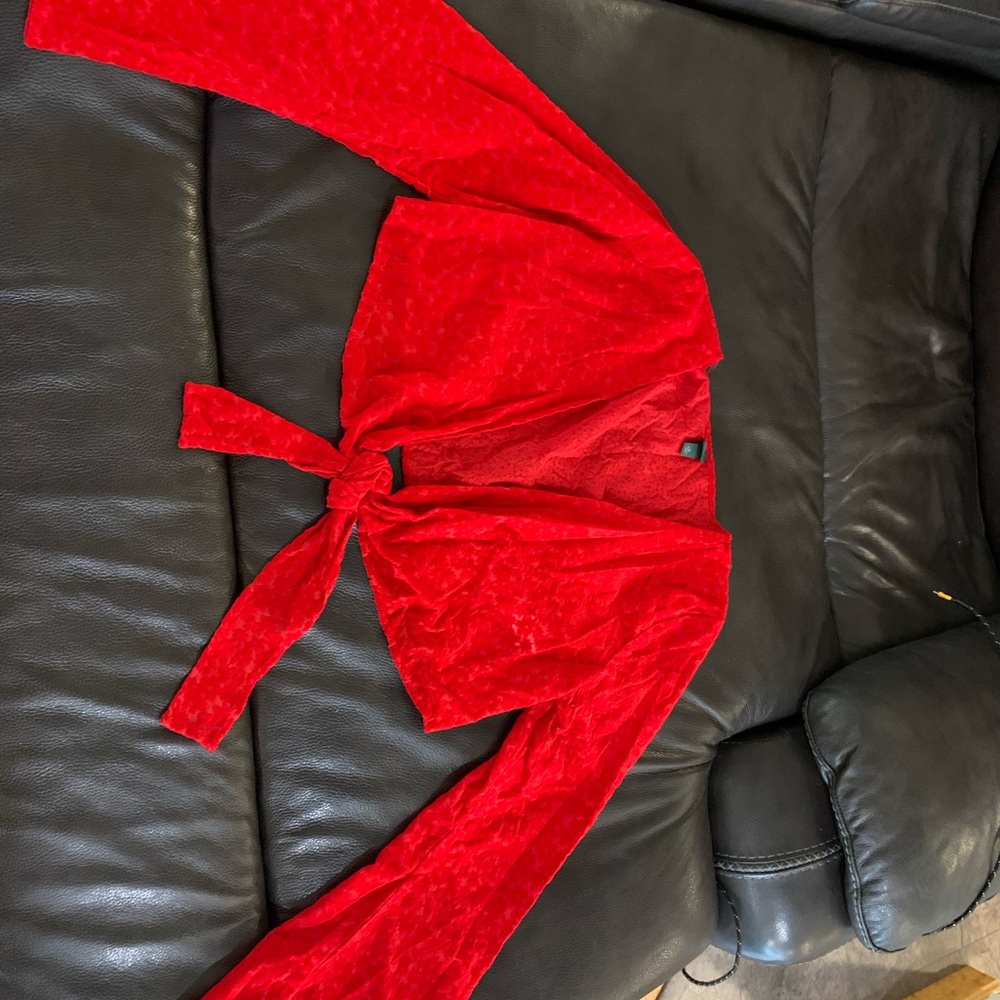 Vibrant Red Tie-Front Top